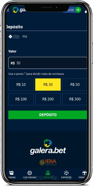 Processo de depósito no Galera.bet
