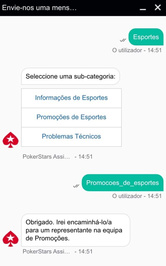 tela de atendimento ao cliente