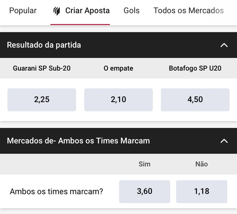 função de criar aposta