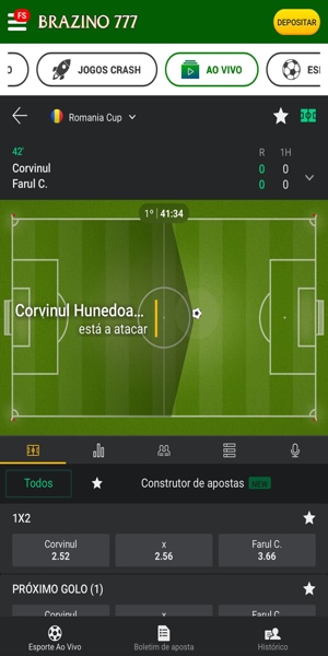 Imagem de uma partida ao vivo com estat&iacute;sticas em tempo real