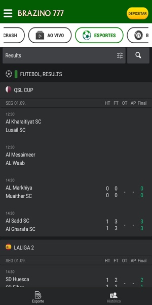 Imagens com os resultados de jogos de futebol na Brazino777