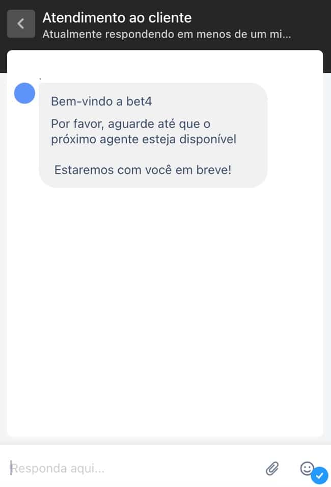 tentativa sem sucesso de atendimento ao cliente na Bet4