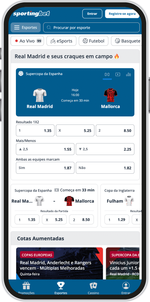 Página inicial da Sportingbet