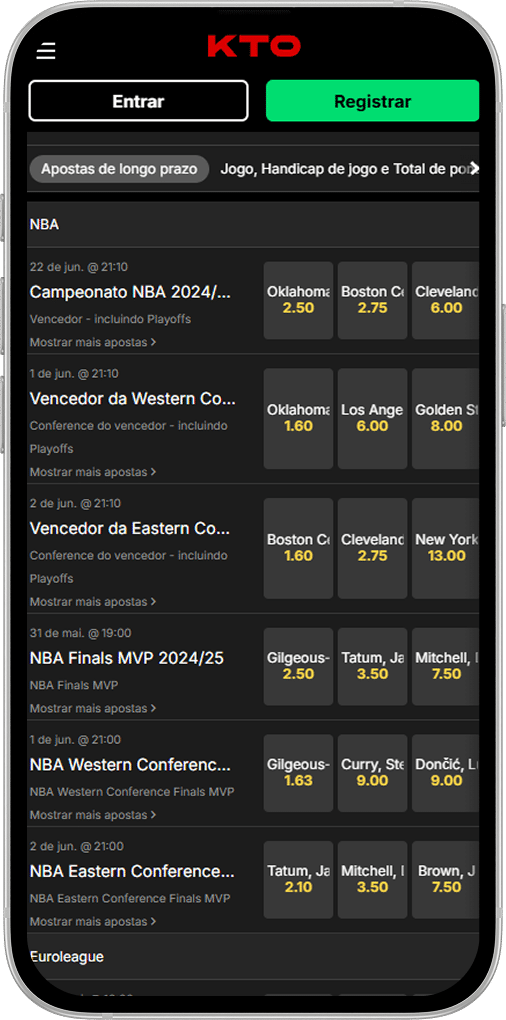 Apostas Futuras da NBA na KTO