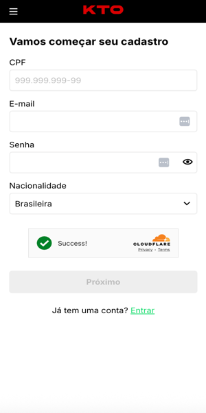 Imagem com o formul&aacute;rio de cadastro para usar o c&oacute;digo de indica&ccedil;&atilde;o KTO