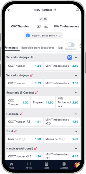 Página de aposta de uma partida da NBA na Novibet