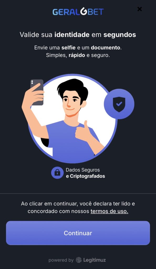 imagem para dar in&iacute;cio a verifica&ccedil;&atilde;o de documentos na Geralbet.