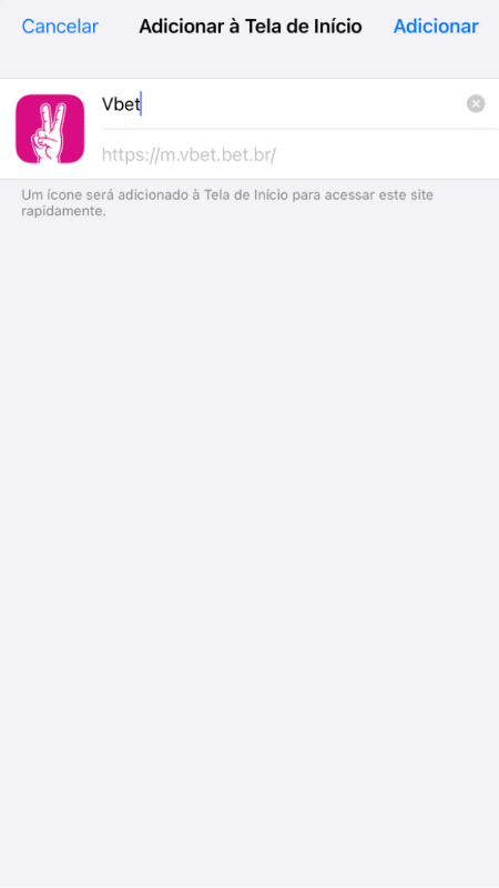 Tela com atalho para acessar a VBet pelo iPhone