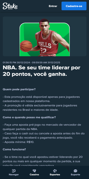 Imagem da promoção Pagamento Antecipado para Basquete na Stake