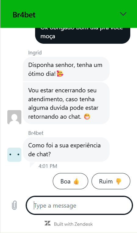 Chat ao vivo da Br4Bet