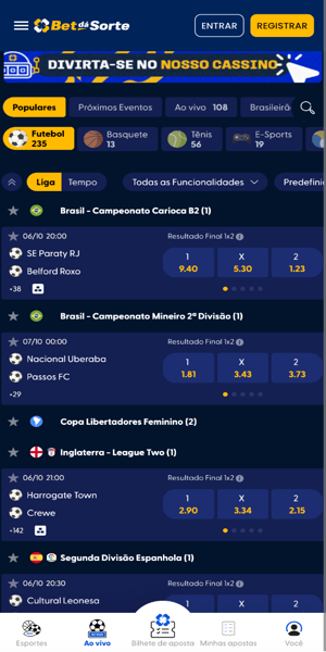 Imagem da página inicial da Bet Dá Sorte