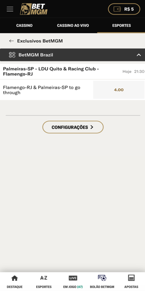 Imagem da seção "Exclusivos BetMGM" com mercados de apostas que não são comuns que encontrar em outros operadores