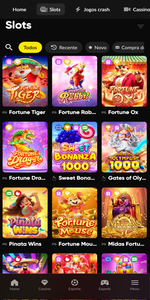 Imagem da página inicial da opção de slots da Betboom