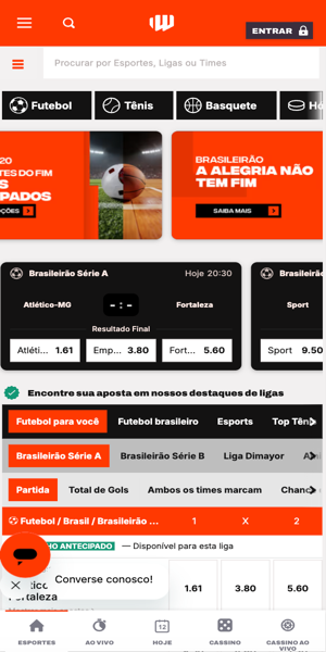 Imagem de tela inicial da Betwarrior