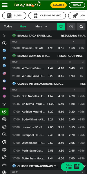 Imagem da página inicial da Brazino777