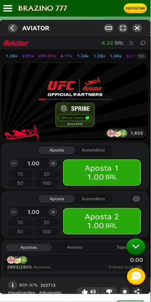 Imagem de uma partida de Aviator prestes a começar na Brazino777