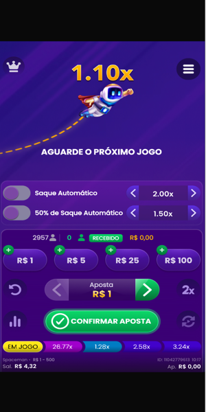 Imagem de uma partida de Spaceman, um dos crash games mais famosos da Brazino777