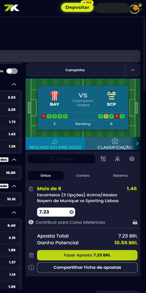 Imagem com um exemplo de um bilhete de aposta na Bet7K