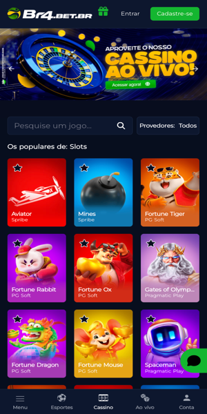 Imagem da se&ccedil;&atilde;o de cassino online da Br4Bet