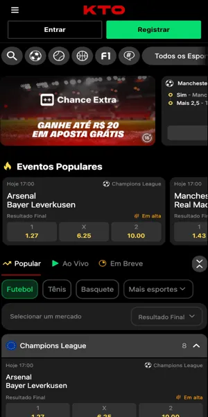 KTO libera aposta sem risco com promo&ccedil;&atilde;o Chance Extra