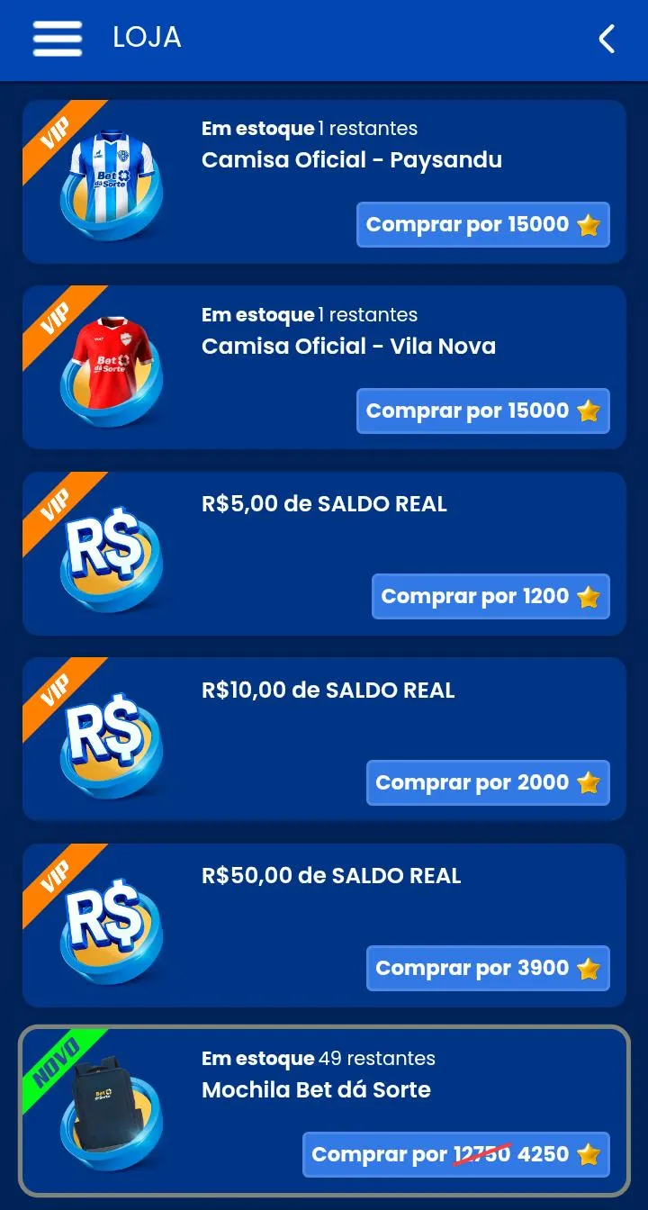 Loja VIP da Bet d&aacute; Sorte
