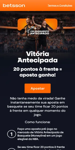 Imagem da p&aacute;gina da promo&ccedil;&atilde;o "Pagamento antecipado 20 pontos" para NBA