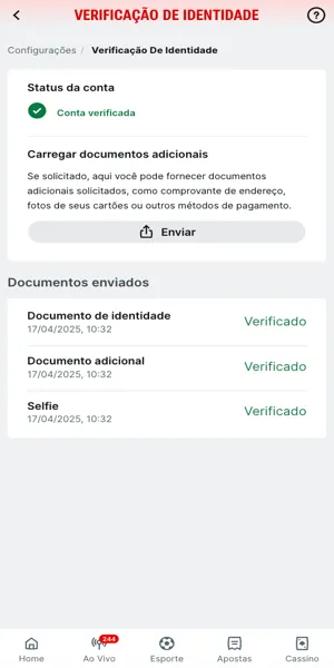Imagem da se&ccedil;&atilde;o de verifica&ccedil;&atilde;o de identidade da Superbet