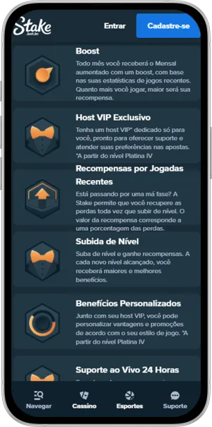 Benefícios do Clube VIP da Stake