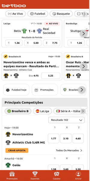 Imagem da página inicial da Betboo, um dos melhores sites de apostas para iniciantes