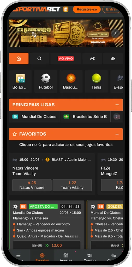 Tela principal da Esportiva.bet