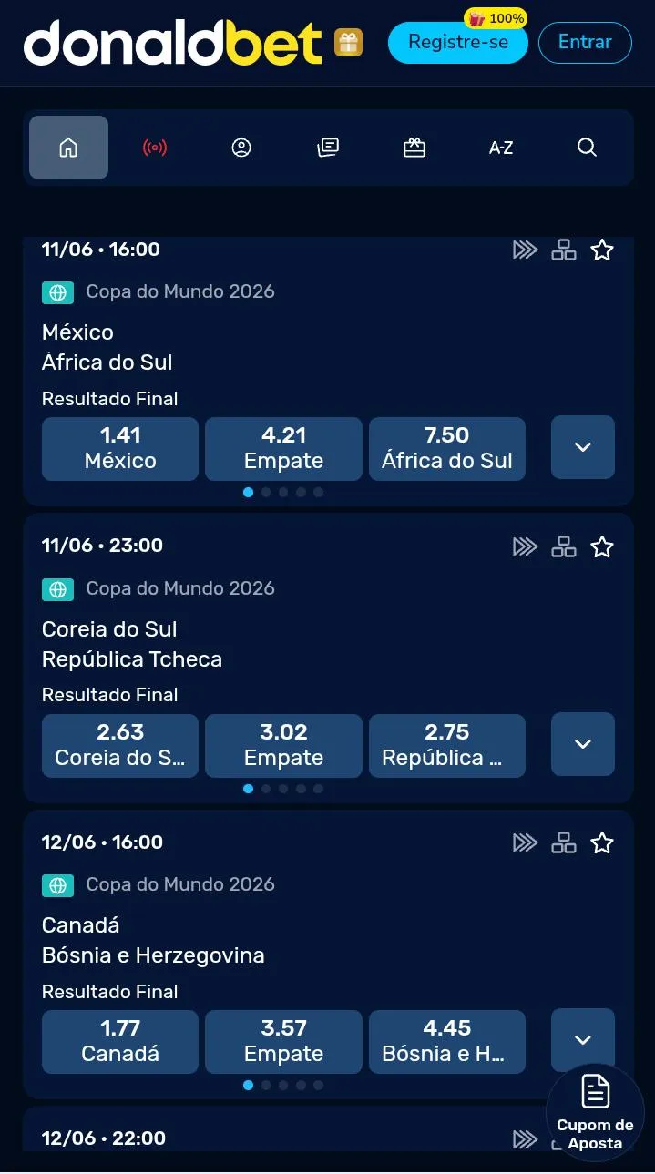 Apostas para o Copa do Mundo na Donald Bet