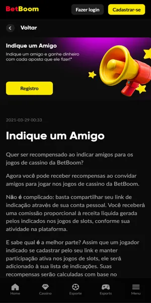 Imagem da promo&ccedil;&atilde;o Indique Um Amigo da Betboom
