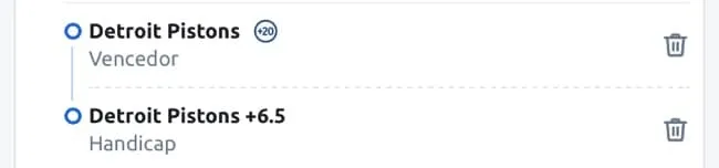 Exemplo de seleções escolhidas para criar aposta na NBA com a Betano.