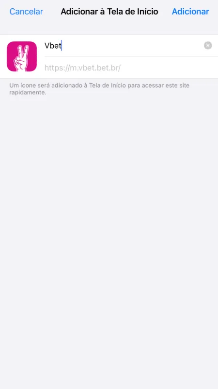 Tela com atalho para acessar a VBet pelo iPhone