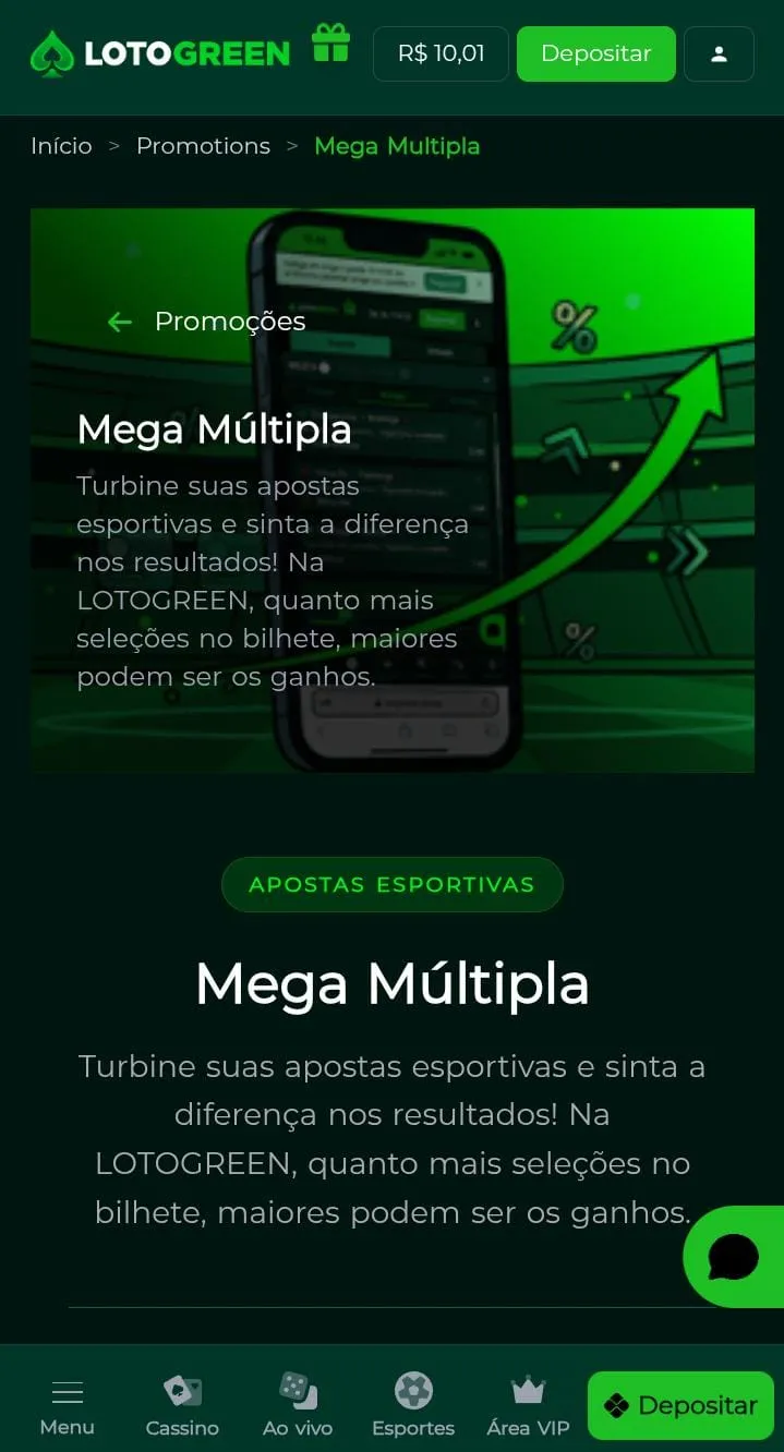 Oferta Mega M&uacute;ltipla da Lotogreen
