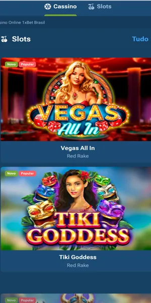 Imagem da se&ccedil;&atilde;o de cassino sem c&oacute;digo promocional na 1xBet