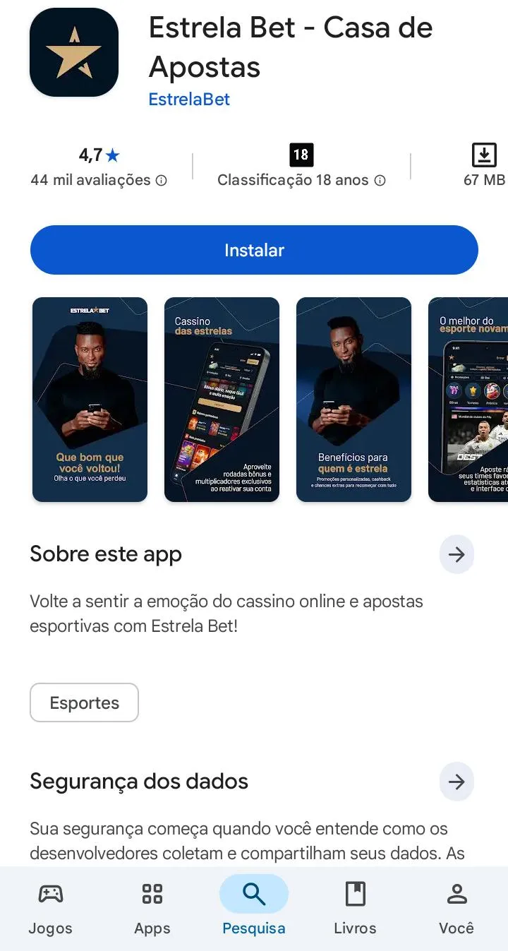 Aplicativo da Estrela Bet na Play Store