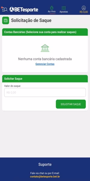 Imagem com o processo de saque via Pix na Betesporte