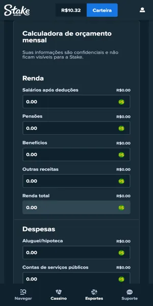 Imagem com a calculadora mensal de orçamento para te ajudar a saber quanto gastar com apostas