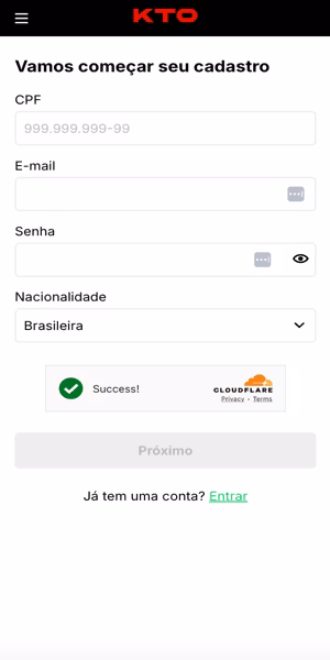 Imagem com o formul&aacute;rio de cadastro para usar o c&oacute;digo de indica&ccedil;&atilde;o KTO