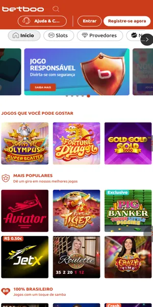 Imagem da p&aacute;gina de cassino online da Betboo