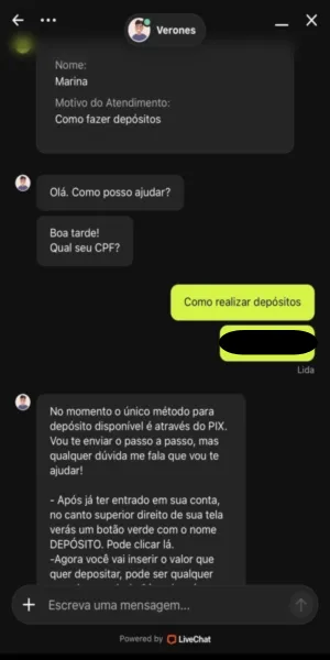 Imagem com a experiência de utilizar o serviço de atendimento ao cliente da F12 Bet 