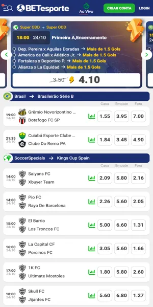 Imagem com op&ccedil;&otilde;es de apostas na BETesporte