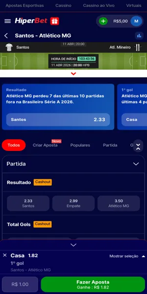 Imagem da tela de apostas dispon&iacute;veis para futebol com dicas baseadas em estat&iacute;sticas