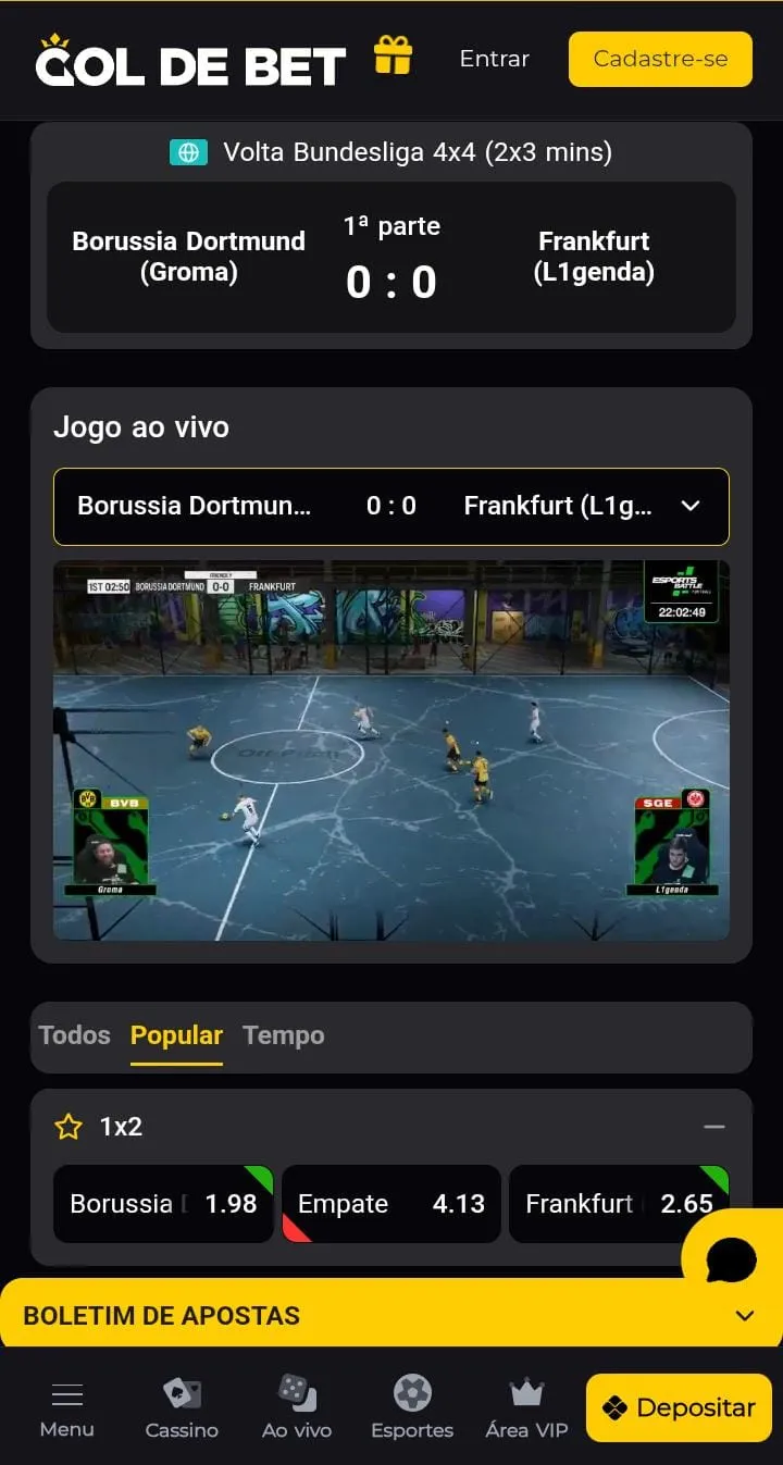 Apostas ao vivo na Gol de Bet