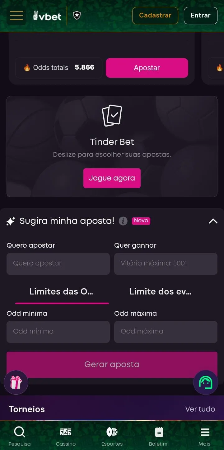 Tinder Bet e Sugira Minha Aposta na Vbet