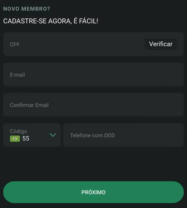 tela de cadastro na 7 Games Bet