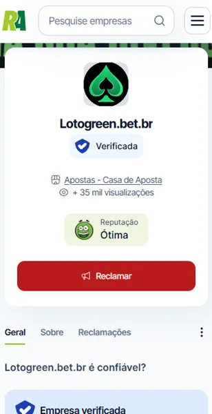 P&aacute;gina da Lotogreen no Reclame Aqui