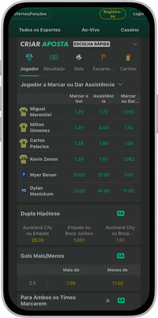 Tela com a opção "Escolha Rápida" na Bet365 para criar sua aposta personalizada.