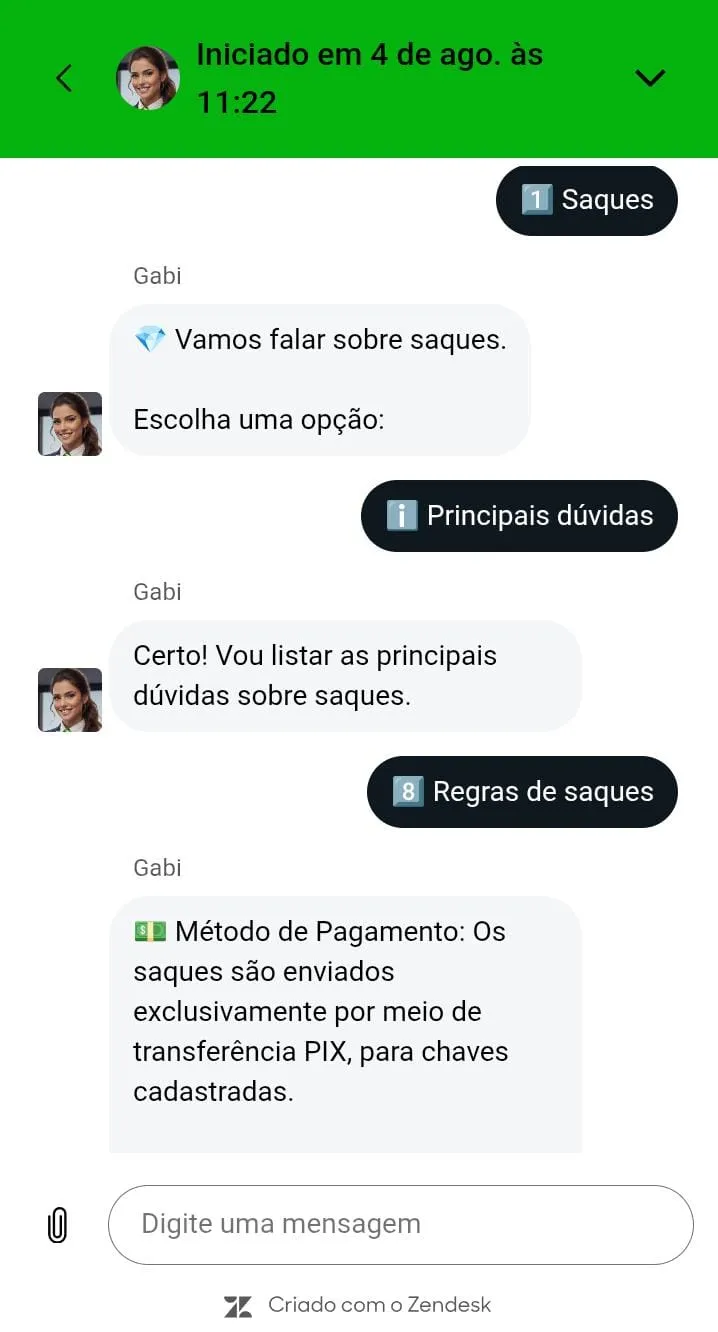 Contato com o suporte da Br4bet
